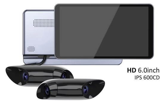 kualitas  6.0 Inch IPS 600CD HD Digital Rear-View Mirror System with IP67 Dustproof and Waterproof Dual Side Cameras for Blind Spot Monitoring pabrik