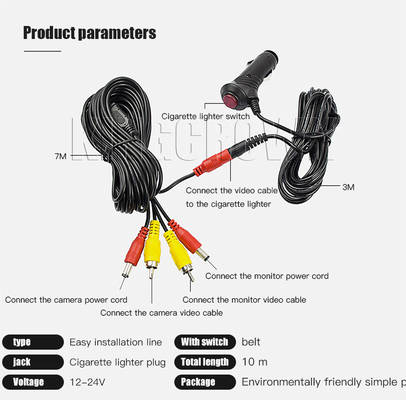 Kabel Pemantik Rokok Mobil Multifungsi DC24V 4 Pin Konektor Kamera Mundur