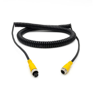 8M Heavy Duty Spiral Spring Cable tahan lama PU Coiled Extension Wire 4 Pin Trailer Camera Cable untuk Truk Kendaraan komersial