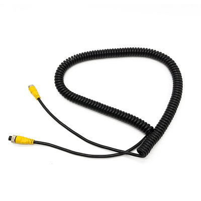 8M Heavy Duty Spiral Spring Cable tahan lama PU Coiled Extension Wire 4 Pin Trailer Camera Cable untuk Truk Kendaraan komersial