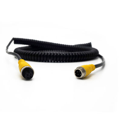 Waterproof Retractable Coiled 4 Pin Aviation Extension Cable Shielded Spiral Spring Wire for Truck Trailer Kamera Pabrik Custom