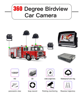 Sistem Kamera Cadangan DC12V 10in Untuk Trailer Truk RV Van Quad Split Screen Monitor
