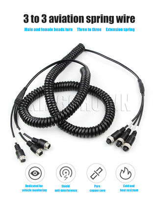 Kabel Splitter 4Pin Pabrikan Kabel AV Melingkar Kawat Pegas Trailer Nilon Adaptor Plug Penerbangan Tembaga untuk Aplikasi Daya