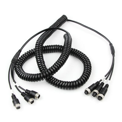 Kabel Splitter 4Pin Pabrikan Kabel AV Melingkar Kawat Pegas Trailer Nilon Adaptor Plug Penerbangan Tembaga untuk Aplikasi Daya