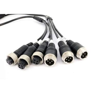 4-Pin Aviation Coiled Extension Cable – 3 Male to 3 Female Spring Wire for MDVR Cameras