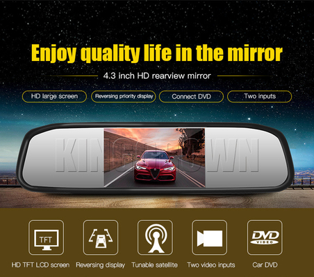 ODM Rear View Mirror Monitor Dengan Tampilan Kamera 12VDC Auto Menyesuaikan Kecerahan