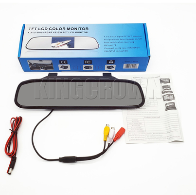 Penyesuaian Otomatis Kecerahan Kaca Spion Kendaraan Layar LCD 4,3 &quot;Dengan Pemasangan Universal