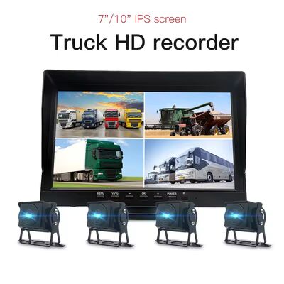 4 Channel DVR Monitor 1080P HD AHD Quad Screen CCTV Backup Camera System untuk Scania Bus Heavy-Duty Truck Vehicle