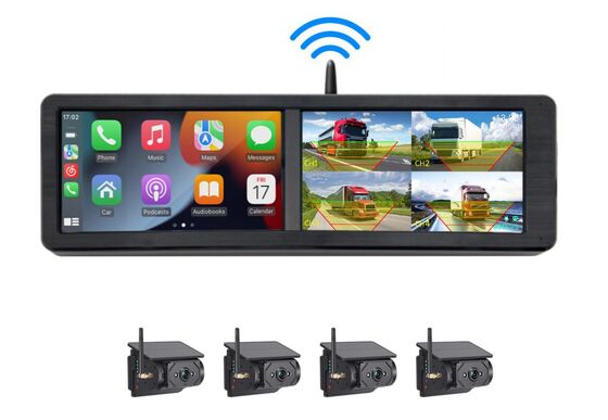 AHD 360° Sistem Kamera Daya Surya dengan Monitor Wireless untuk Truk dan Bus