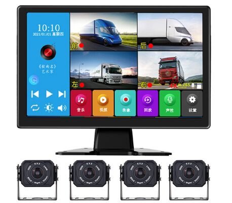 Monitor Tampilan Belakang Mobil 10.1 Inci 1080P Kamera Terbalik Penglihatan Malam Kamera Dasbor Deteksi Titik Buta Sistem Alarm Keamanan