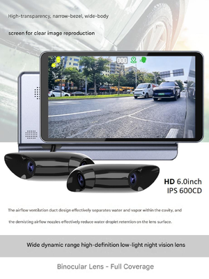 Dual-Lens 1080P Electronic Rearview Mirror 6 Inch High-Bright Display Ultra-Slim Aluminium Body Waterproof Vehicle Rear View Mirror Camera untuk Mobil