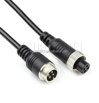 Kabel Konektor Penerbangan 4PIN dengan Inti Tembaga Murni IP67 Desain Waterproof dan Spiral Fleksibel untuk Kamera Kendaraan