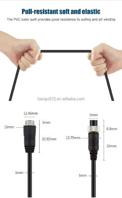 Kabel Konektor Penerbangan 4PIN dengan Inti Tembaga Murni IP67 Desain Waterproof dan Spiral Fleksibel untuk Kamera Kendaraan