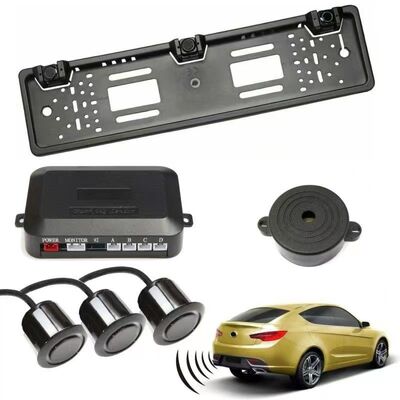 Sistem Peringatan Kedekatan Parktronics European license plate Frame Mobil Reversing Radar dengan 3 Sensor Universal EU Plate