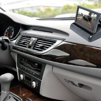 5 Inch TFT LCD Foldable Car Rear View Monitor with Adjustable Screen Viewing Angle and DC 12V Standard Vehicle Voltage