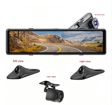 11.26 inci 4CH AHD 1080P Mirror Dashcam Mobil Rearview Mirror DVR Recorder Kendaraan Black Box