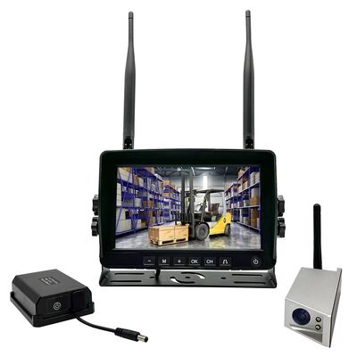 Kit Kamera Forklift Tenaga Surya Nirkabel dengan Baterai 9600mAh, Dudukan Magnetik, Monitor 7 Inci, dan Kamera Tahan Air IP68